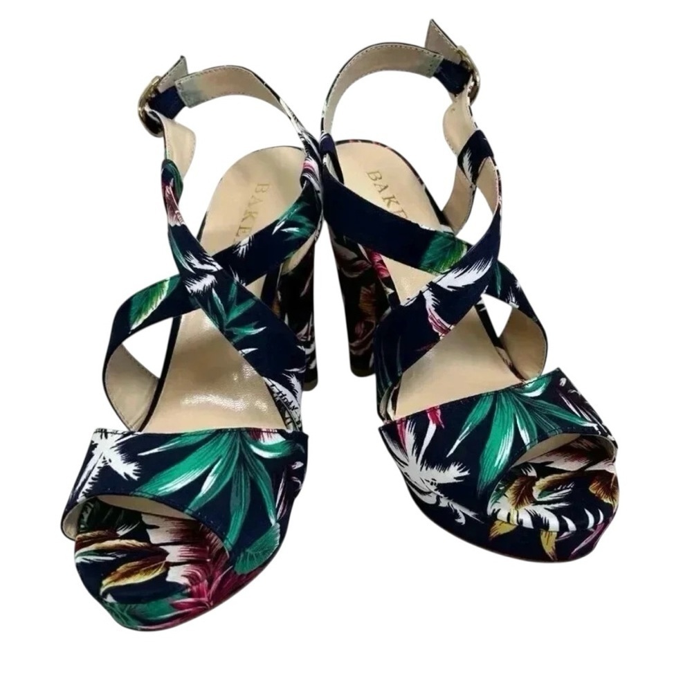 Bakers McCoy Size 8.5 Floral Tropical Heels Platforms Hawaiian - Picture 2 of 7